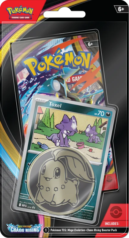 Pokemon TCG Mega Evolution Chaos Rising Checklane Blister Toxel ENG Promo Card Coin Booster Pack