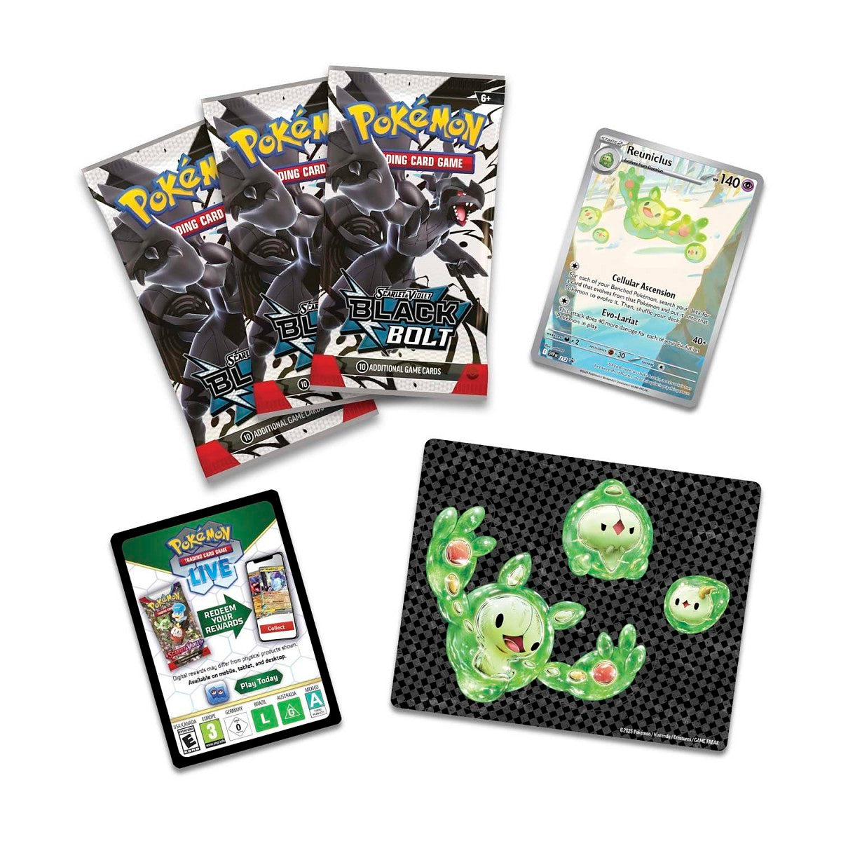 Pokémon Scarlet & Violet Black Bolt Tech Sticker Collection – TCG Booster & Sticker Set Collezione Pokémon Luce Nera con Adesivo INGLESE