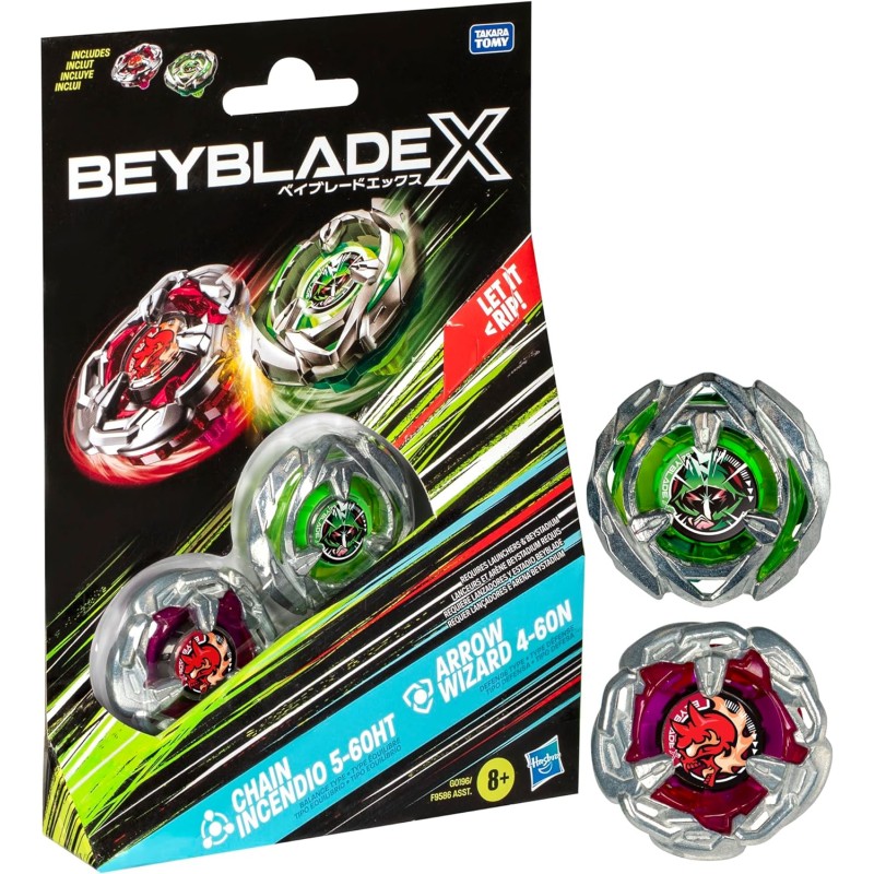 Beyblade X Dual Pack Set Chain Incendio 5-60HT & Arrow Wizard 4-60N