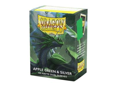 Dragon Shield Matte Dual Sleeves Standard Size Apple Green & Silver (100 Bustine)