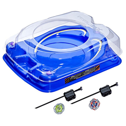 Hasbro Beyblade X Drop Attack Battle Set - Beystadium, 2 Trottole e 2 Lanciatori - Impact Drake + Hover Wyvern - Giocattolo Bambini 8+