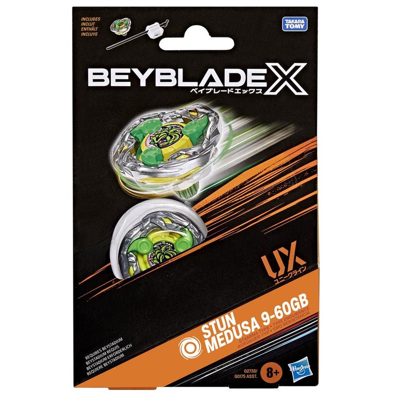 Hasbro Beyblade X Stun Medusa 9 - 60GB UX Starter Pack | Stamina Type | Trottola con Lanciatore