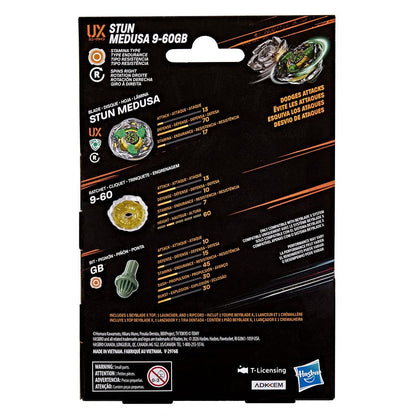 Hasbro Beyblade X Stun Medusa 9 - 60GB UX Starter Pack | Stamina Type | Trottola con Lanciatore
