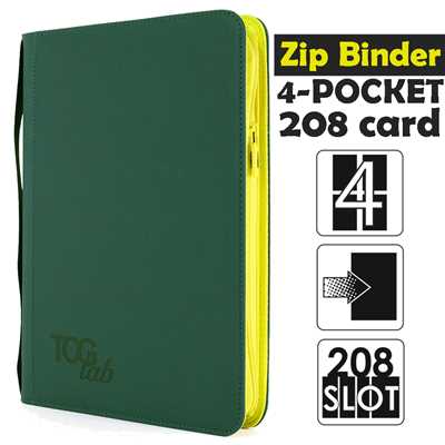 TCGLab Raccoglitore Carte 208 Tasche – Binder 4 Pocket con Zip – Verde
