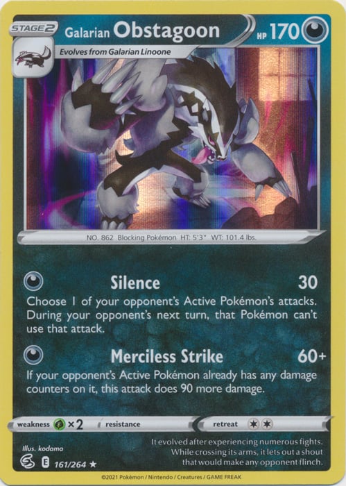 Obstagoon di Galar - Colpo Fusione 161/264 [ Italiano / Inglese ]