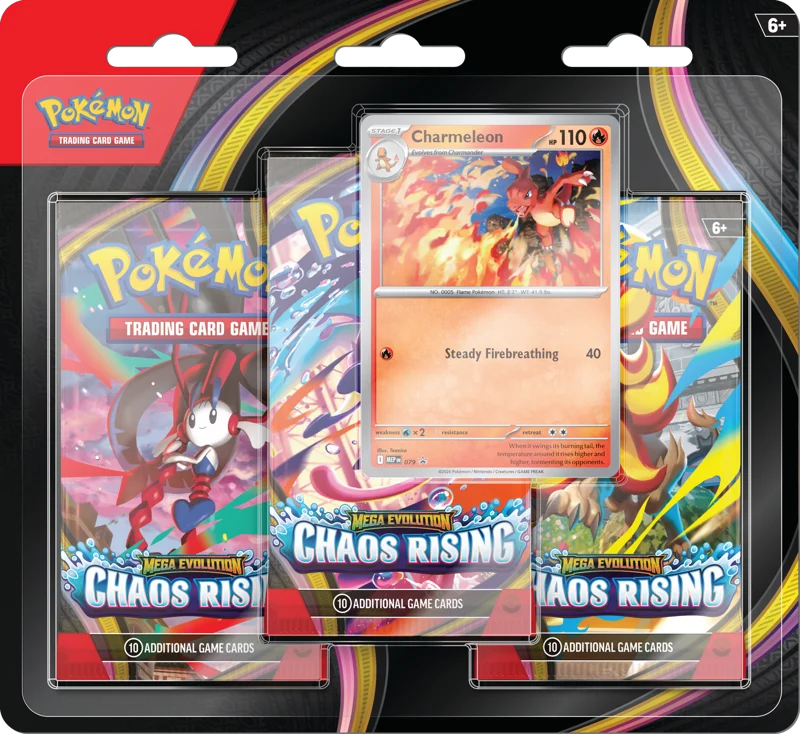 Pokemon TCG Mega Evolution Chaos Rising 3 Pack Blister Charmeleon Promo ITA
