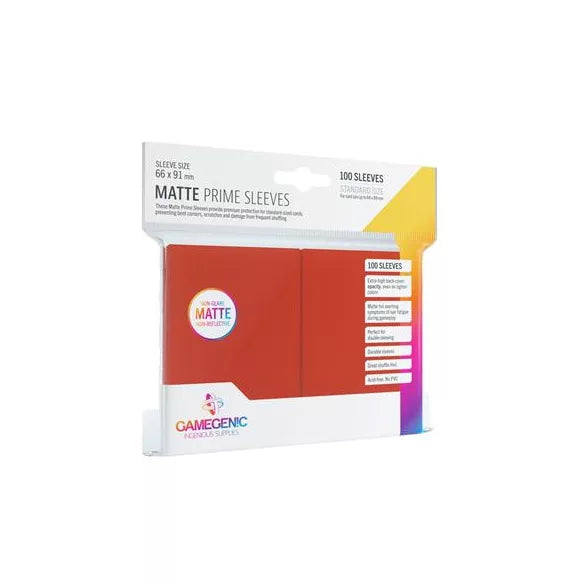 Matte Prime Red Sleeves (100) Standard Size Gamegenic bustine protettive
