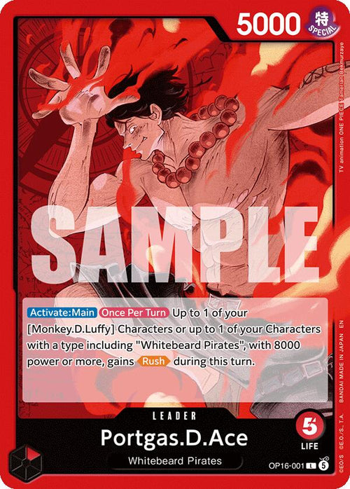 Portgas. D. Ace OP16-001 [ Inglese / Giapponese / Francese / Cinese Semplificato ]