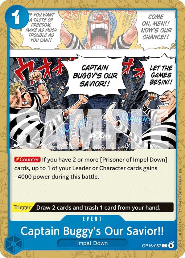 Captain Buggy's Our Savior!! OP16-057 [ Inglese / Giapponese / Francese / Cinese Semplificato ]