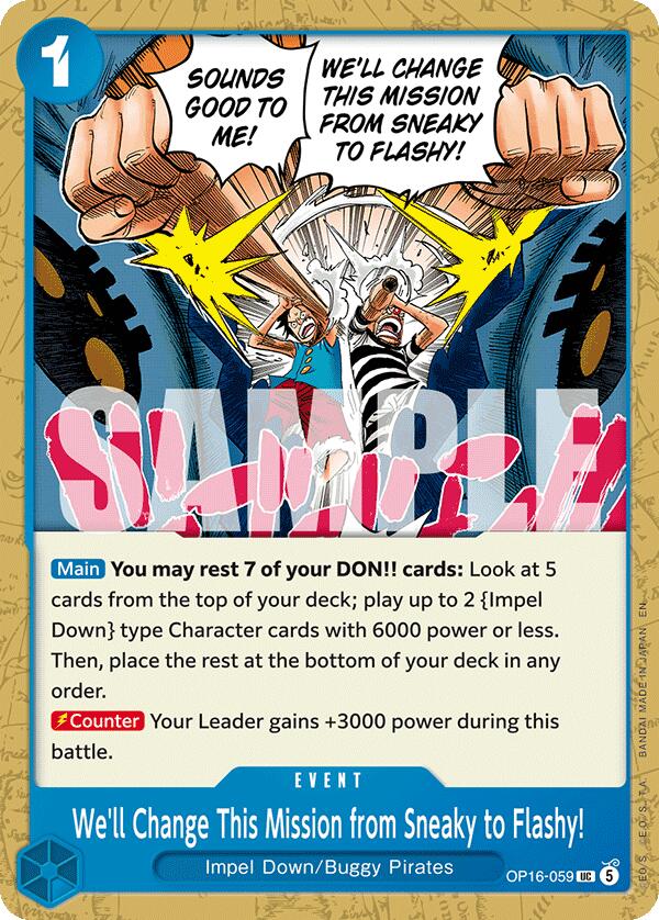 We'll Change This Mission from Sneaky to Flashy! OP16-059 [ Inglese / Giapponese / Francese / Cinese Semplificato ]