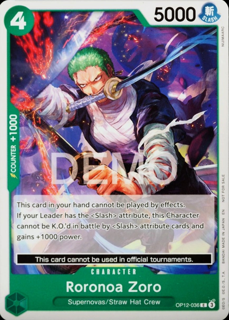 Roronoa Zoro OP12-036 [ Inglese / Giapponese / Francese / Cinese Semplificato ]