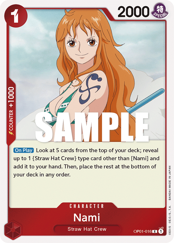Nami (R - (Foil Reprint | "reveal up to 1 {Straw Hat Crew} type CARD ") - Reprints - Revision Pack) OP01-016 [ Inglese / Giapponese ]