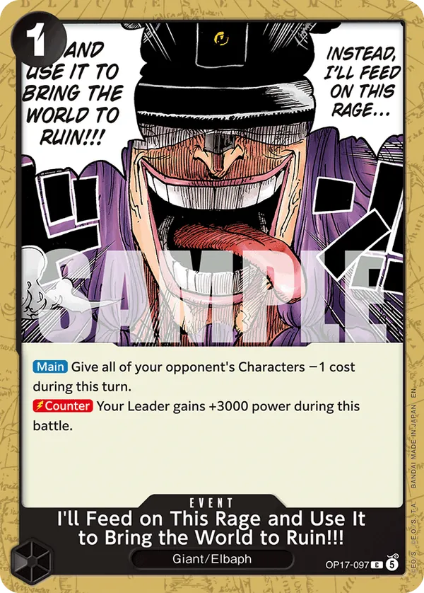 I'll Feed on This Rage and Use It to Bring the World to Ruin!!! OP17-097 [ Inglese / Giapponese ]