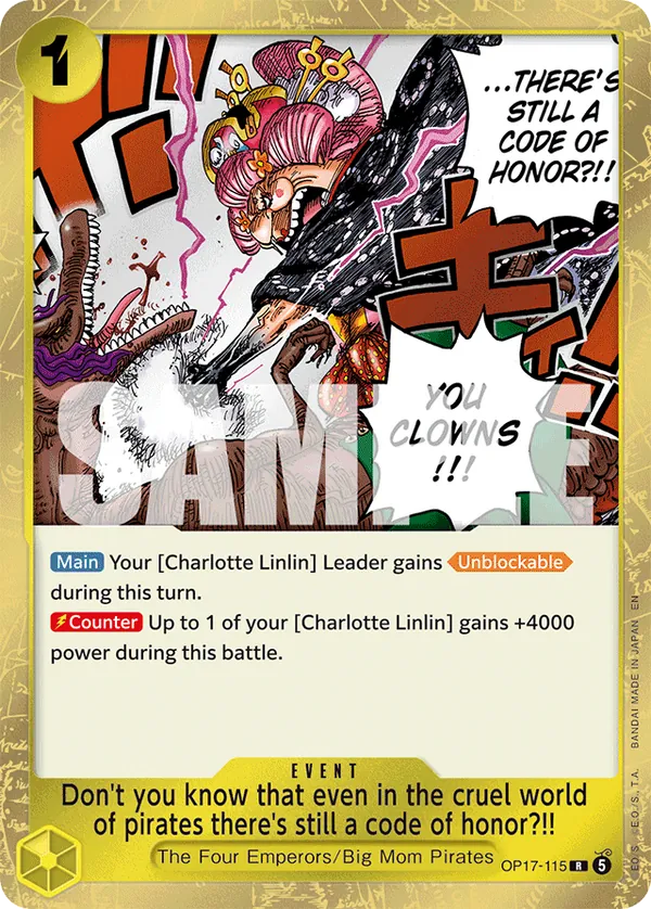 Don't you know that even in the cruel world of pirates there's still a code of honor?!! OP17-115 [ Inglese / Giapponese ]