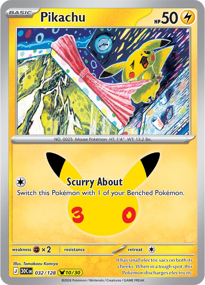 Pikachu - 30° Anniversario 032/128 [ Italiano / Inglese ]