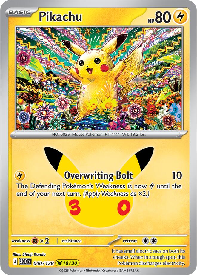 Pikachu - 30° Anniversario 040/128 [ Italiano / Inglese ]