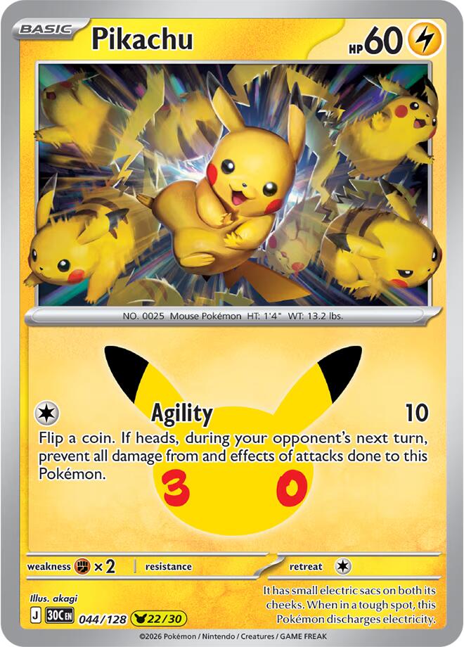 Pikachu - 30° Anniversario 044/128 [ Italiano / Inglese ]
