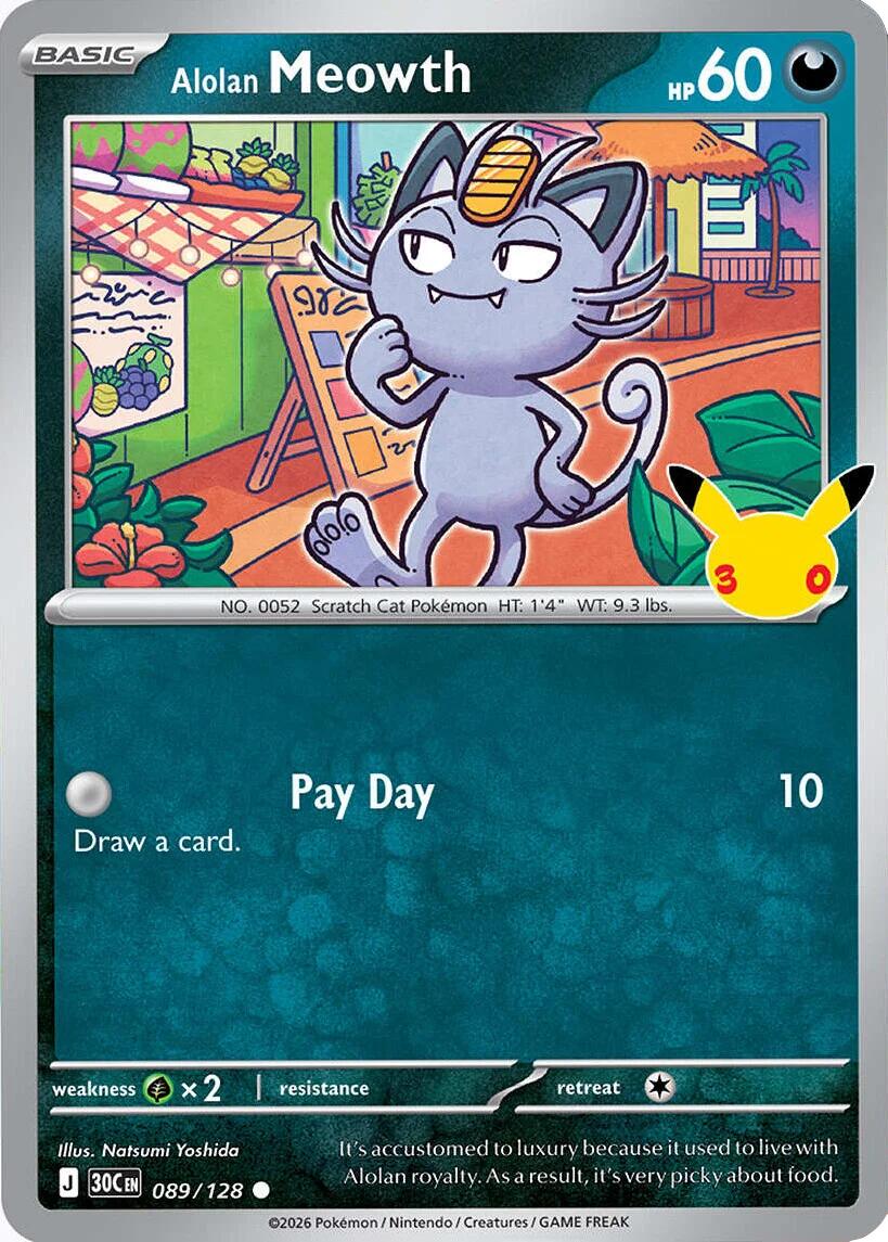 Meowth di Alola - 30° Anniversario 089/128 [ Italiano / Inglese ]