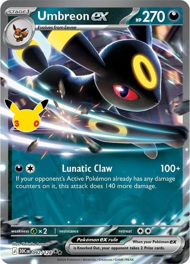 Umbreon-ex - 30° Anniversario 092/128 [ Italiano / Inglese ]