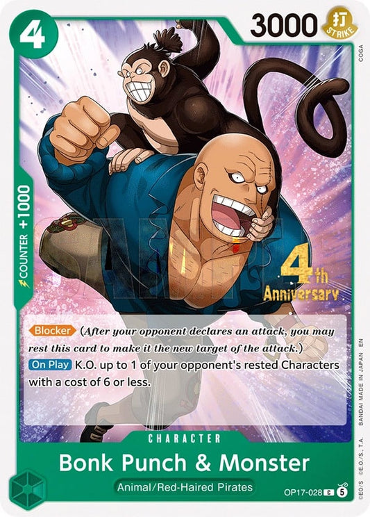 Bonk Punch & Monster OP17-028 [ Inglese / Giapponese ]