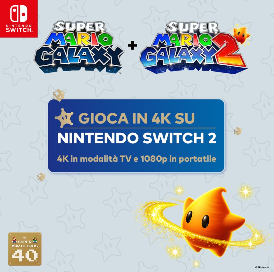Nintendo Switch Super Mario Galaxy + Super Mario Galaxy 2 - Upgrade Gratuito Per Nintendo Switch 2