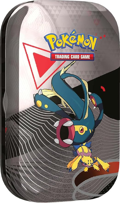 Pokémon TCG: Black Bolt & White Flare – Mini Tin UnimaPokemon TCG Scarlatto e Violetto Luce Nera Fuoco Bianco INGLESE TIN SINGOLA CASUALE