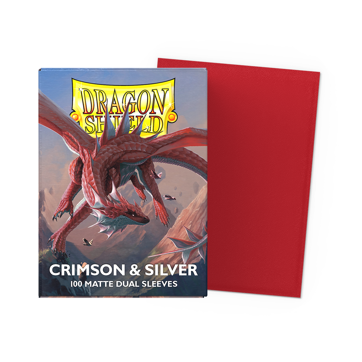 Dragon Shield Dual Matte Sleeves Crimson and Silver 100 Bustine Protettive Rosso Cremisi Interno Argento 63x88mm