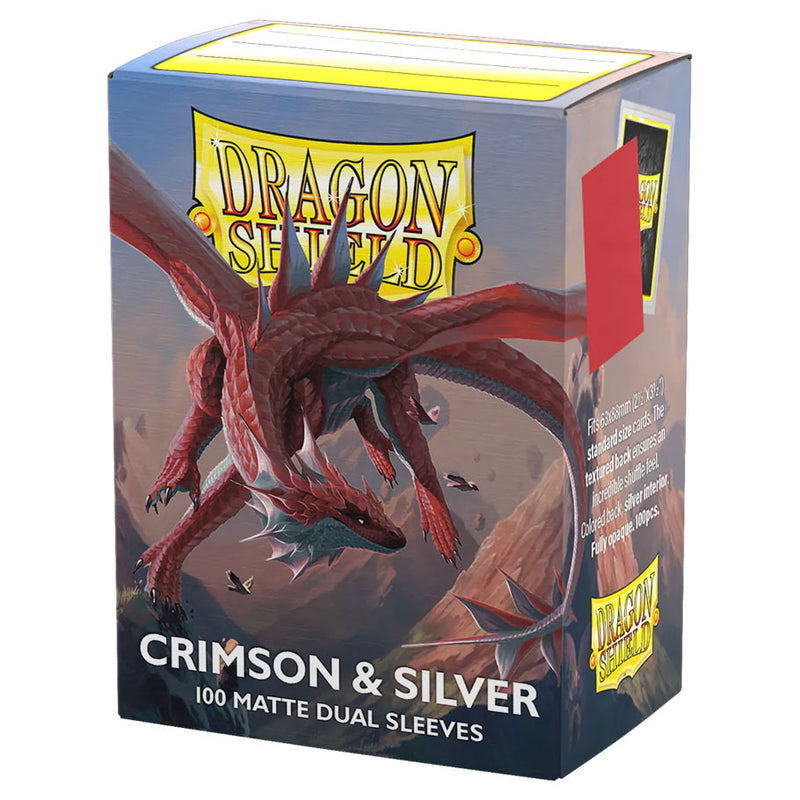 Dragon Shield Dual Matte Sleeves Crimson and Silver 100 Bustine Protettive Rosso Cremisi Interno Argento 63x88mm