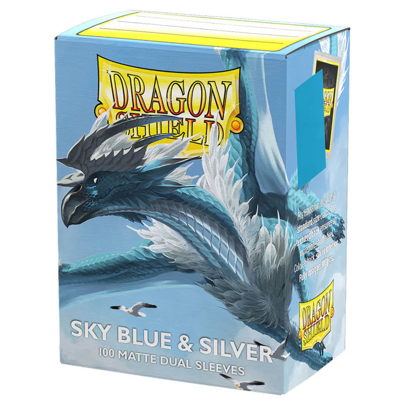 Dragon Shield Dual Matte Sleeves Sky Blue and Silver 100 Bustine Protettive Azzurro Cielo Interno Argento 63x88mm