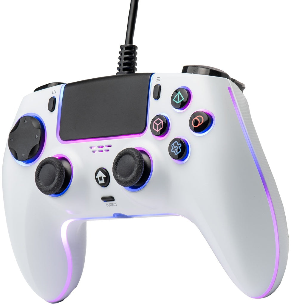 QUBICK Controller Cablato RGB Bianco PS5 / PC - Hall Effect e Six - Axis