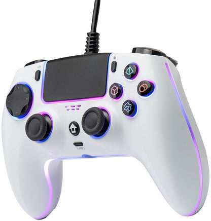 QUBICK Controller Cablato RGB Bianco PS5 / PC - Hall Effect e Six - Axis