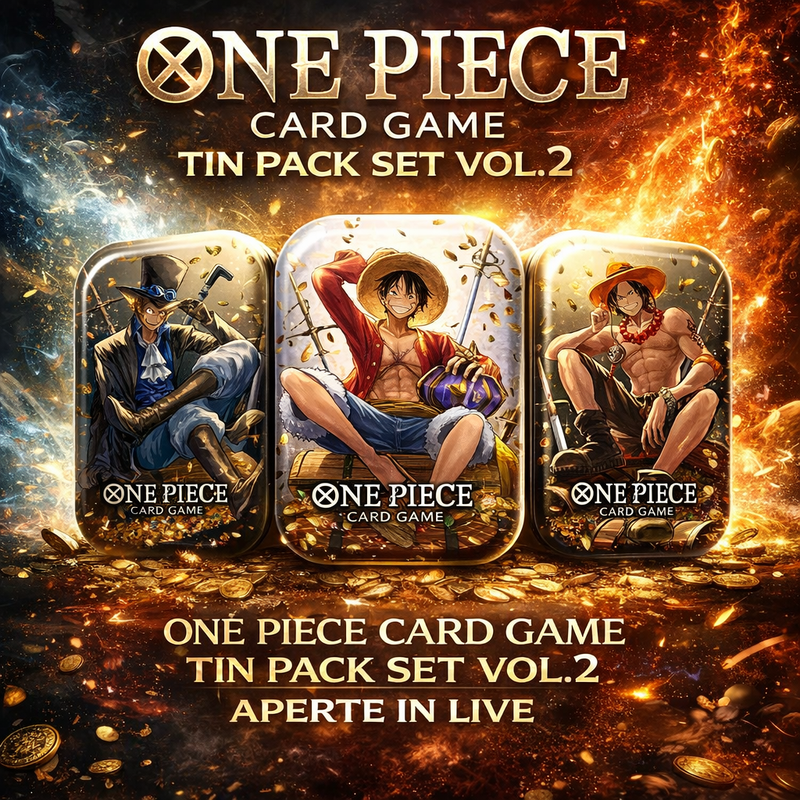 Bandai One Piece Card Game Tin Pack Set Vol.2 - Set 3 Tin Tre Fratelli OP-13 | Aperte in Live