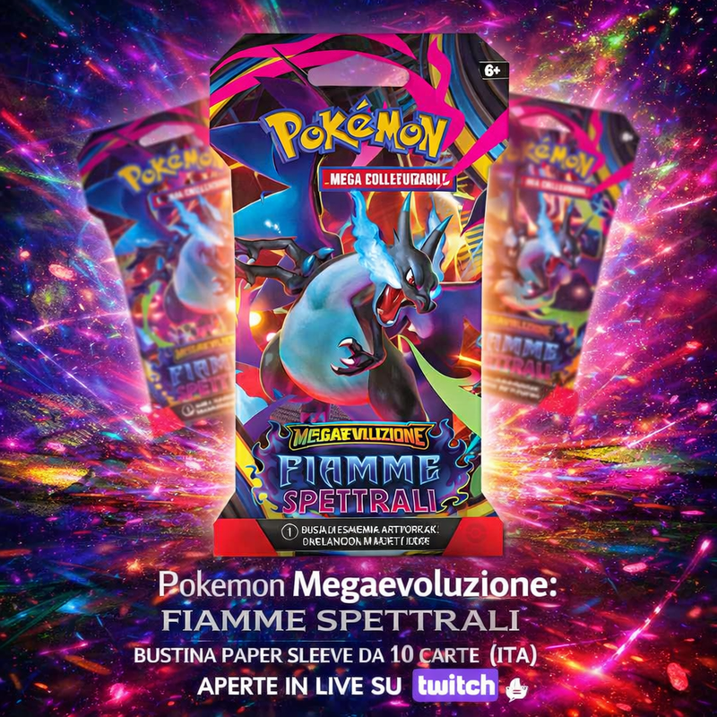 Pokémon Megaevoluzione: Fiamme Spettrali Bustina Paper Sleeve 10 Carte ITA