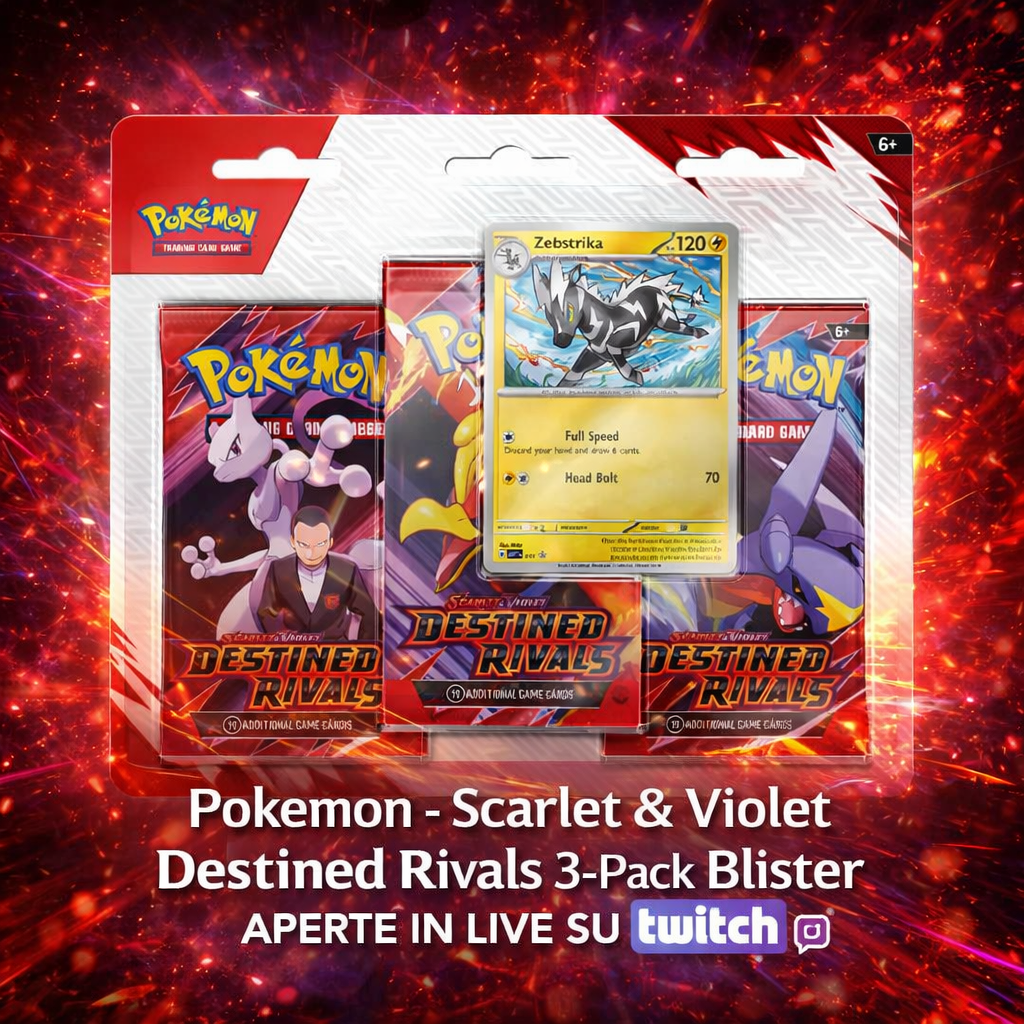 Pokémon TCG Scarlet & Violet Destined Rivals 3 - Pack Blister con Promo Zebstrika | ENG OFFERTA COMMUNITY