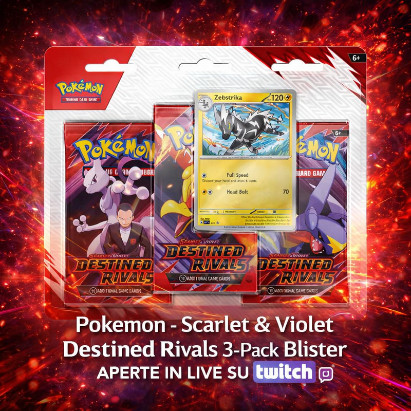 Pokémon TCG Scarlet & Violet Destined Rivals 3 - Pack Blister con Promo Zebstrika | ENG OFFERTA COMMUNITY