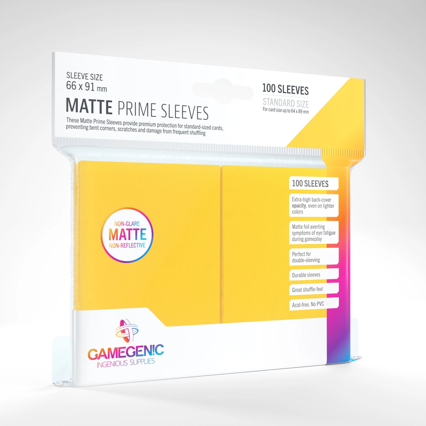 Matte Prime Yellow Gialle Sleeves (100) Standard Size Gamegenic