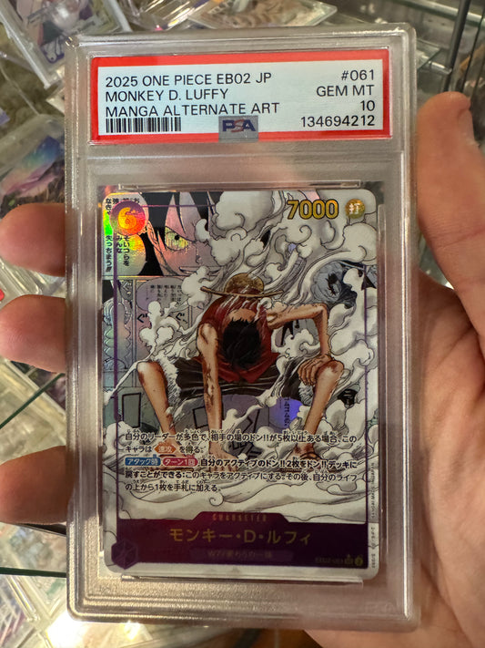 Monkey D. Luffy EB02 061 PSA 10 | One Piece Anime 25th Collection Non-English Gear Second Manga Japanese