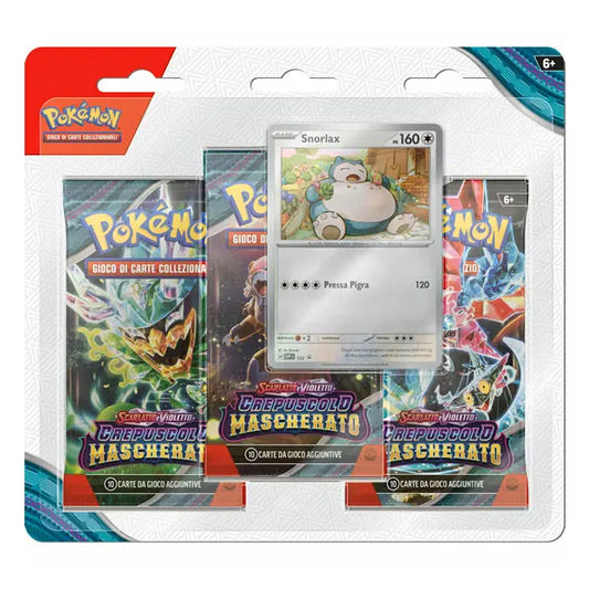 Pokémon Scarlatto e Violetto - Crepuscolo Mascherato Blister 3 Buste + Carta Promo Snorlax - ITA