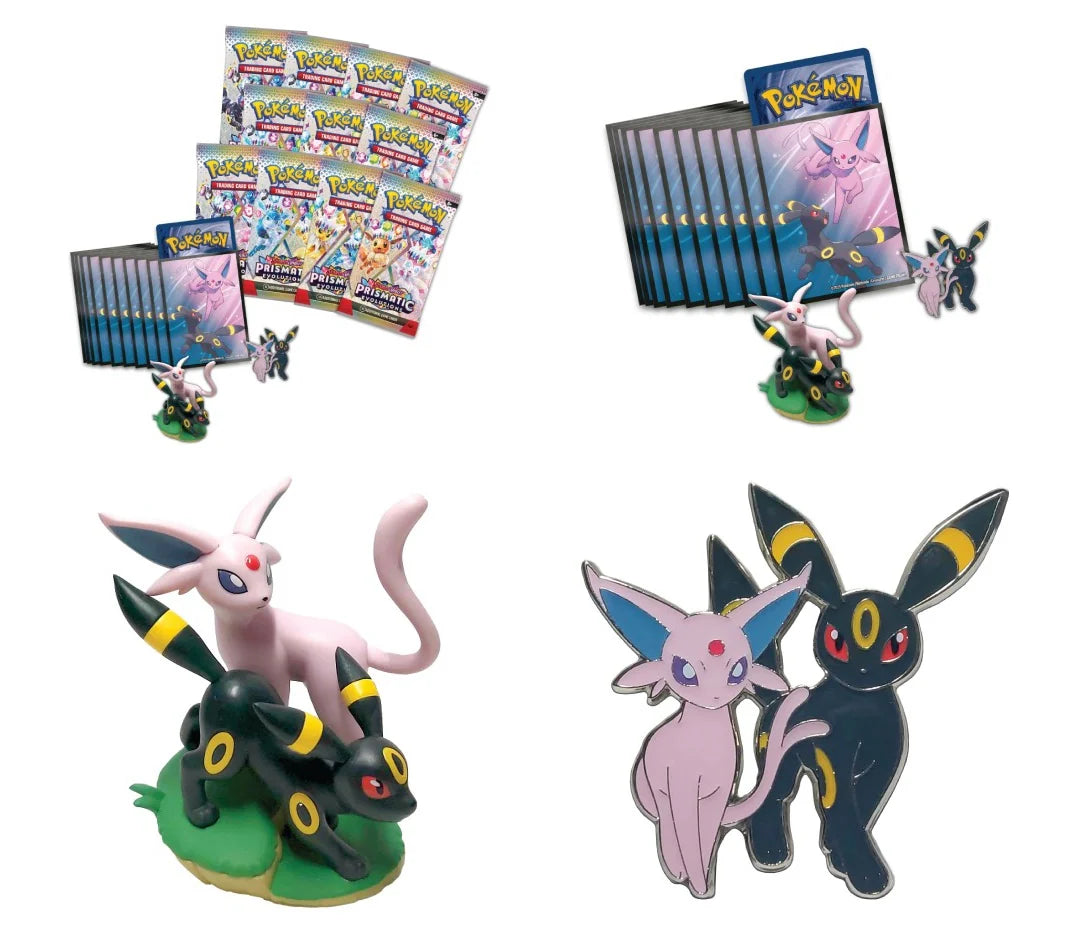 Pokemon Collezione Premium Evoluzioni Prismatiche con Statuina Espeon e Umbreon ITA