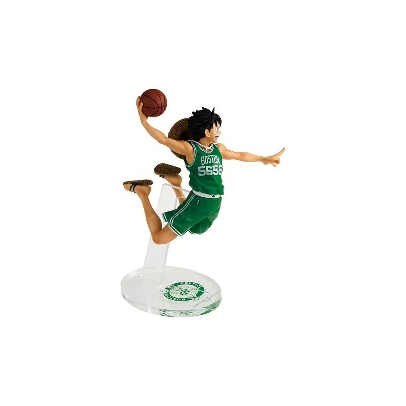 Banpresto One Piece x NBA Master Stars Piece Monkey D Luffy Boston Celtics Action Figure 17cm Ufficiale