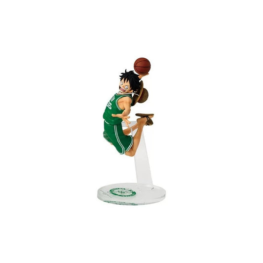 Banpresto One Piece x NBA Master Stars Piece Monkey D Luffy Boston Celtics Action Figure 17cm Ufficiale