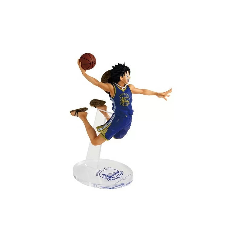 Banpresto One Piece x NBA Master Stars Piece Monkey D Luffy Golden State Warriors Figure 17cm Edizione Limitata