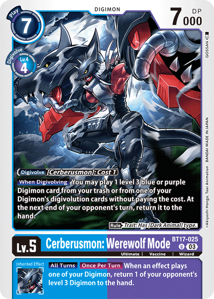 Cerberusmon : Werewolf Mode BT17-025 [ Inglese / Giapponese ]