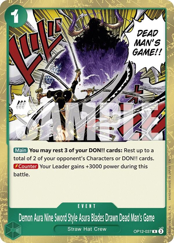 Demon Aura Nine Sword Style Asura Blades Drawn Dead Man's Game OP12-037 [ Inglese / Giapponese / Francese / Cinese Semplificato ]
