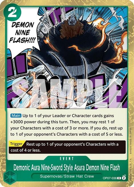 Demonic Aura Nine-Sword Style Asura Demon Nine Flash OP07-036 [ Inglese / Giapponese / Francese / Cinese Semplificato ]