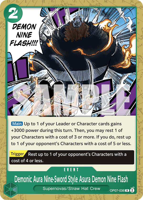 Demonic Aura Nine-Sword Style Asura Demon Nine Flash OP07-036 [ Inglese / Giapponese / Francese / Cinese Semplificato ]