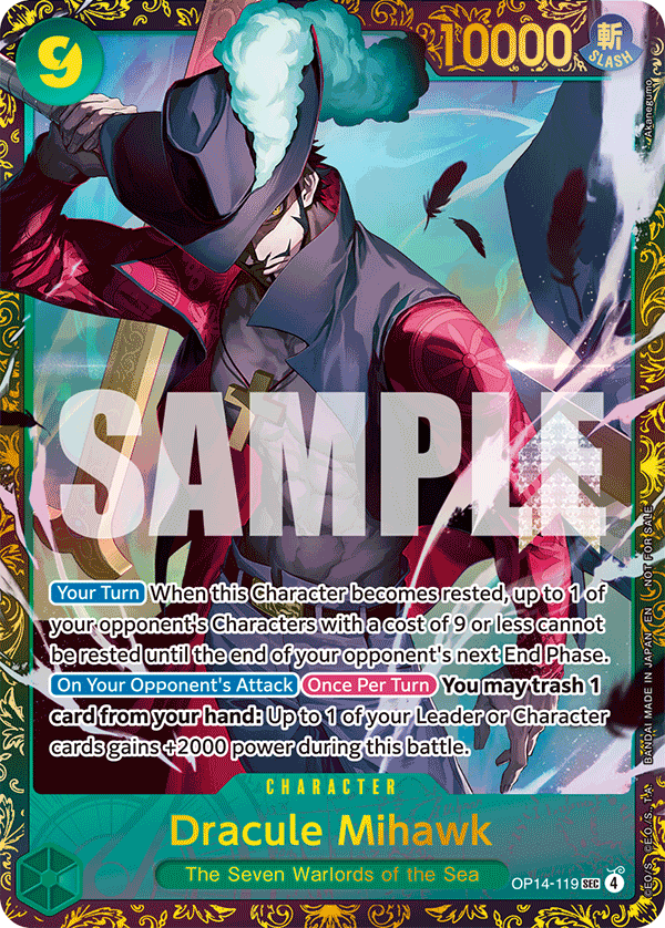 Dracule Mihawk OP14-119 [ Inglese / Giapponese / Francese / Cinese Semplificato ]