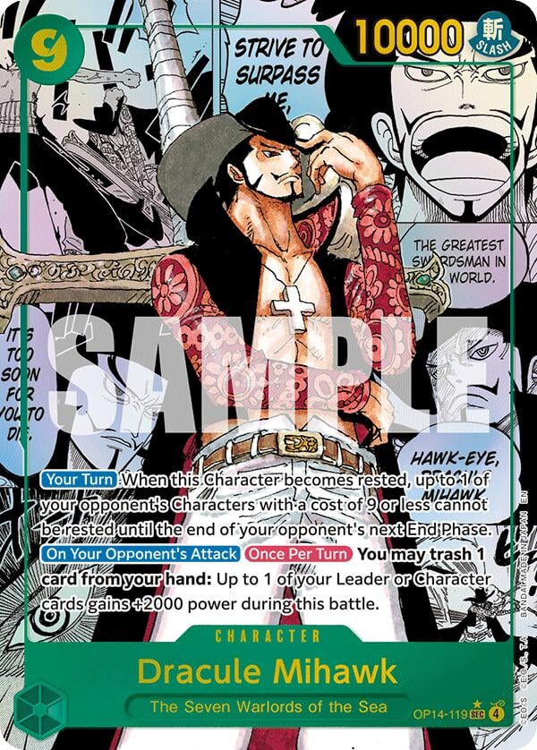 Dracule Mihawk OP14-119 [ Inglese / Giapponese / Francese / Cinese Semplificato ]