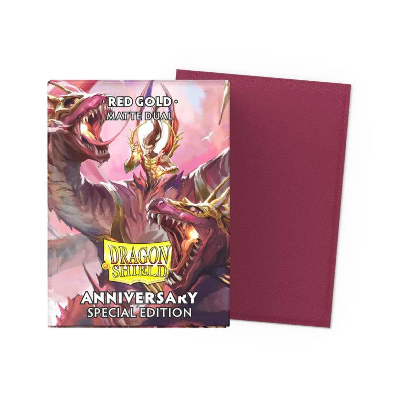 Dragon Shield Standard Dual Matte Red Gold Anniversary Special Edition 100 Bustine ITA