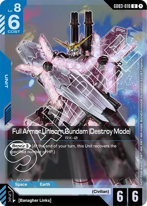 Full Armor Unicorn Gundam (Storetournamentparticipantpack 03) GD03-010 [ Inglese / Giapponese ]